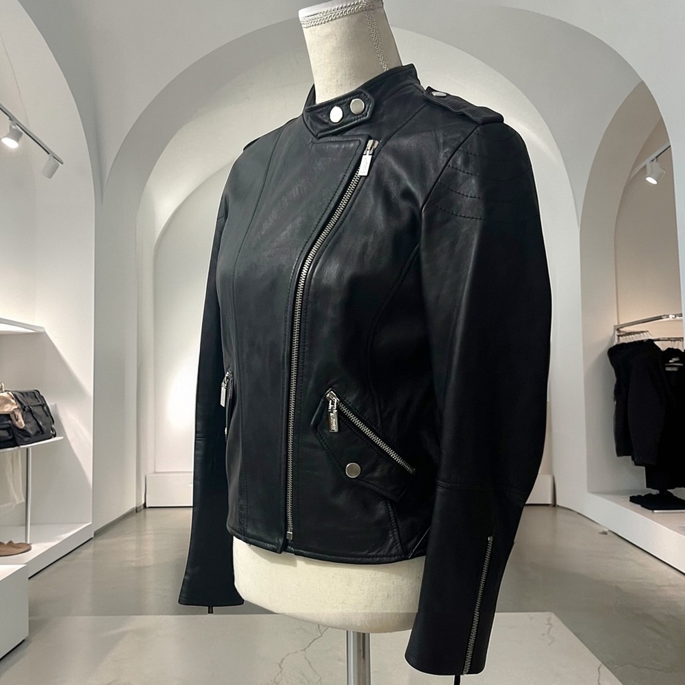 Masterpelle Italy Black Leather Moto Jacket Vera Pelle Minimal Biker M‎